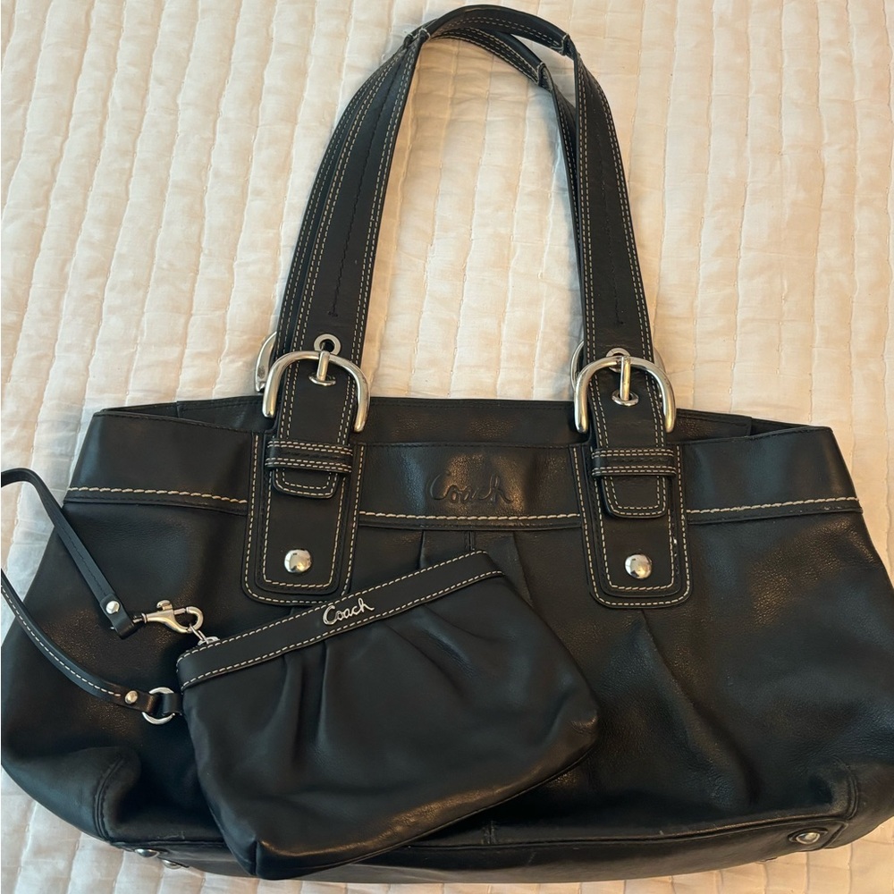 Vintage Black Coach purse with matching wristlet